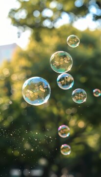 Beautiful rainbow reflections in soap bubble creating colorful and vibrant background