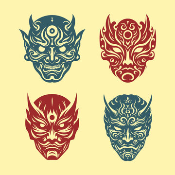 Illustration vector art of Shinigami Mask Pattern Illustration. Perfect for tattoo and t-shirt design.