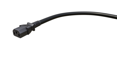 Close-up of a black power cable isolated on white