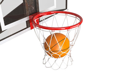Perfect basketball shot in hoop