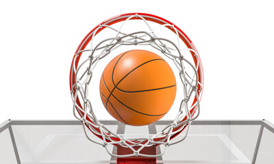 Perfect basketball score shot through hoop - 758195744