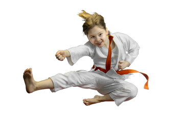 Young girl in karate pose - 758195750