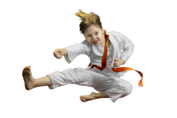 Young girl in karate pose
