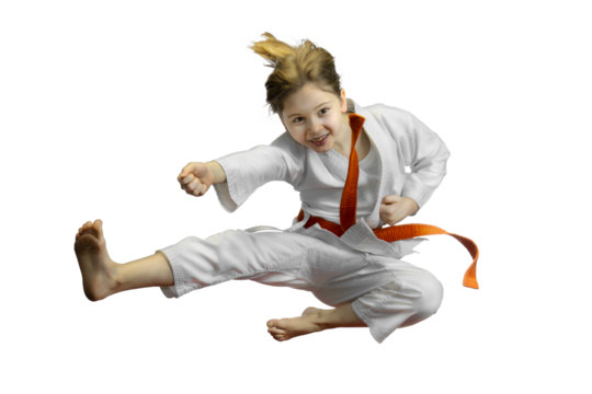 Young girl in karate pose