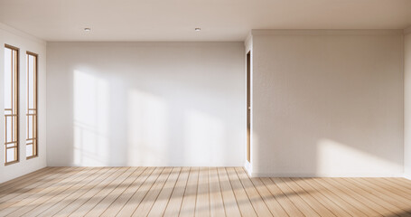 Minimalist Interior with wooden japan empty wall background mockup