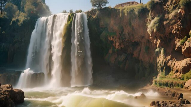 Gran Canaria, Tenerife, view of the famous Iguazu Falls, Ouzoud waterfalls, Grand Atlas in Morocco, AI Generated