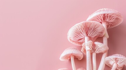 Oyster mushroom displayed on a serene soft pastel colored background for an artistic touch
