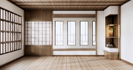 Shelf wall room zen style and decoraion wooden design, earth tone.