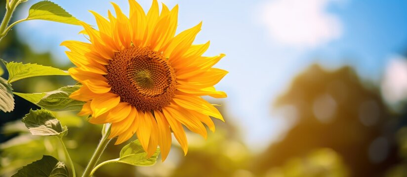 Radiant Sunflower Basks in Warm Sunshine of a Summer Day at the Meadow