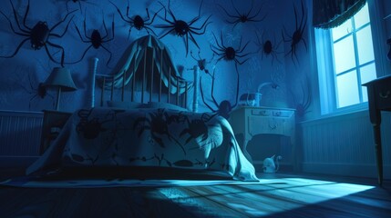 Creepy crawlies and sinister shadows during a scary bedtime