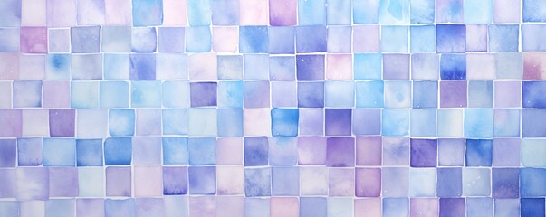 Watercolor mosaic tile background in soft pastel blue and lavender colors