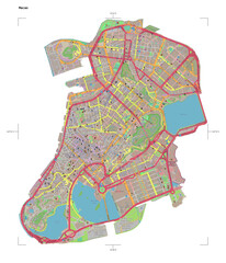 Macao shape isolated on white. OSM Topographic German style map