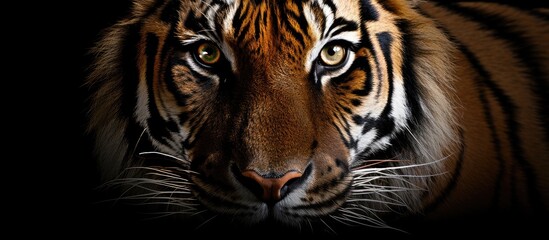 Fototapeta premium Majestic Tiger Roaming Stealthily Through Enigmatic Darkness