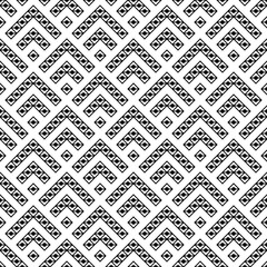 Seamless pattern. Stylized chevrons, rhombuses ornament. Curves, shapes backdrop. Folk wallpaper. Arrows, forms background. Tribal motif. Ancient mosaic. Digital paper, textile print, abstract design.