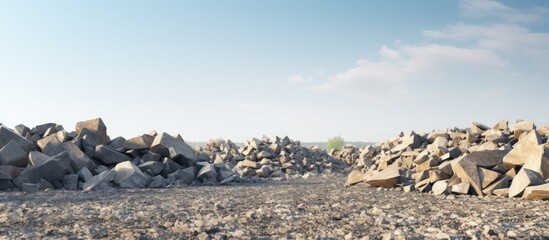 Nature's Rugged Beauty: A Diverse Collection of Weathered Rocks Piled Up Outdoors