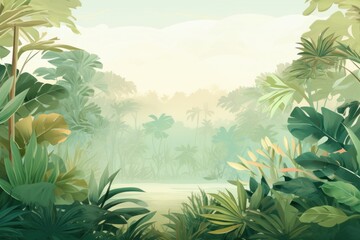 Green tropical background with copy space