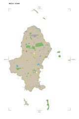 Wallis Island shape isolated on white. OSM Topographic German style map