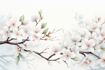 Floral pattern with blossom tree brunch. Watercolor style