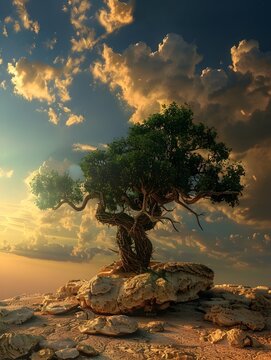 Haloxylon Ammodendron Tree Thriving in Full Life Despite Desert Aridity