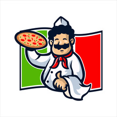 Italian Pizza Chef Mascot