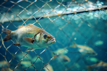Fish farm where fish are bred and fed - 758202368