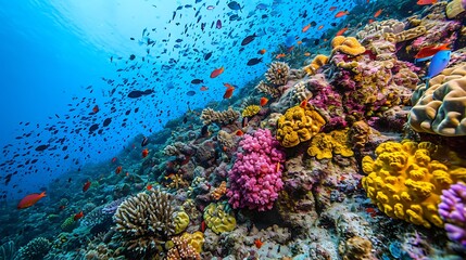 Fototapeta na wymiar Coral Kaleidoscope: An Enchanting Image of a Vibrant Coral Reef. 