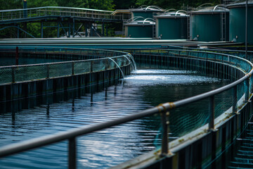 Fish farm where fish are bred and fed - 758202539