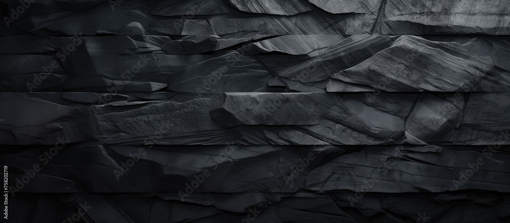Poster Elegant Black Stone Texture on a Mysterious Dark Background with Intriguing Patterns