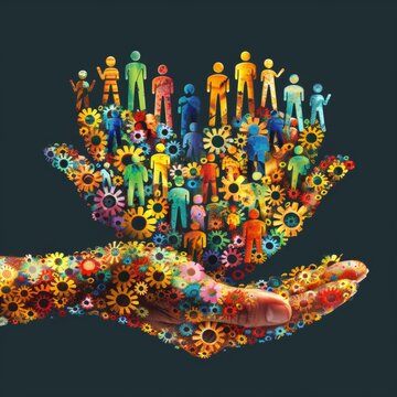 A photograph depicting the concepts of sustainable management, the impact on society, networks, and organizations driven by social objectives.