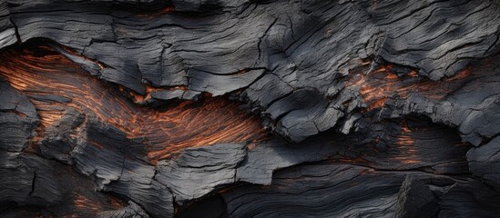 Inferno Essence: A Fiery Core Embedded in a Petrified Stone, Capturing Nature's Contrasts - obrazy, fototapety, plakaty