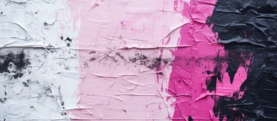 Vibrant Abstract Artwork Adorning a Modern White Wall with Pink and Black Hues