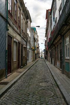 narrow street in the old town of Porto Portugal