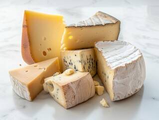 Various types of cheese. Set or assortment cheeses.