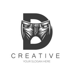 Modern D logo with Pant Design. Fashion Logo Design