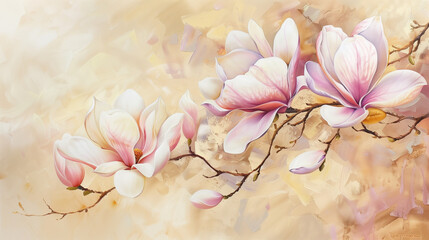 Magnolia flowers painting