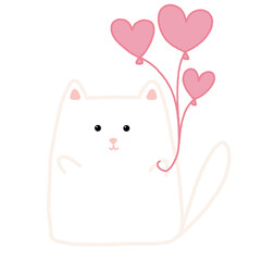 Obraz na płótnie Canvas Cute white cat with heart