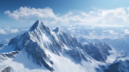 Fototapeta na wymiar Majestic Mountain Peaks with Snow-Capped Summits