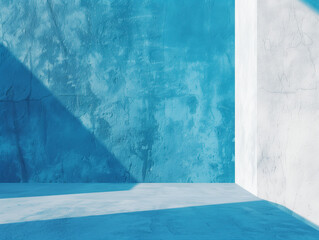 Abstract blue and white textured wall, modern architecture with copy space