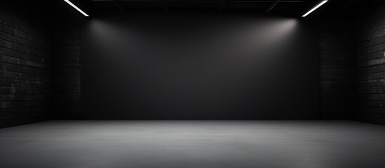 Empty black gradient studio room for product advertising. - obrazy, fototapety, plakaty