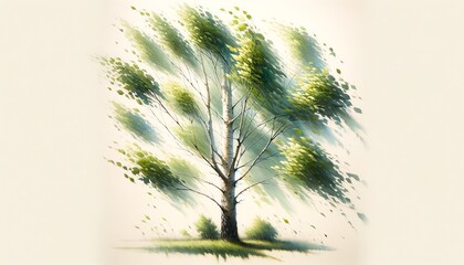 Watercolor painting of a Poplar Tree