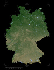 Germany shape isolated on black. Pale elevation map © zelwanka