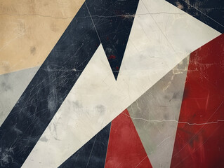 Obraz premium Abstract Geometric Background with Grunge Texture, Modern Artistic Wall, Creative Design of Overlapping Triangles and Bold Colors