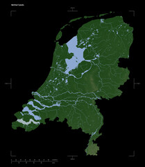 Netherlands shape isolated on black. Pale elevation map © zelwanka