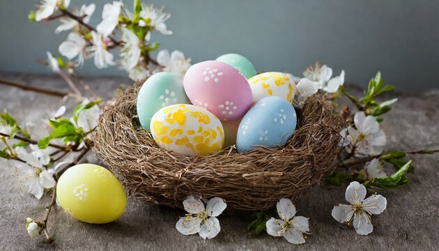 Easter Egg Wonderland Festive Eggs Nestled in Natural Nest