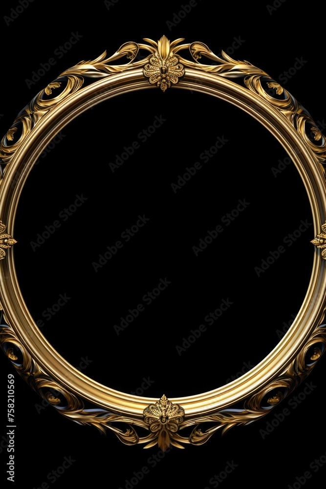 Poster a luxurious gold frame against a sleek black backdrop. ideal for elegant design projects