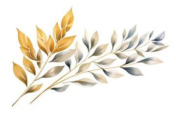 Fototapeta na wymiar Painting of leaves on a white background, suitable for various design projects