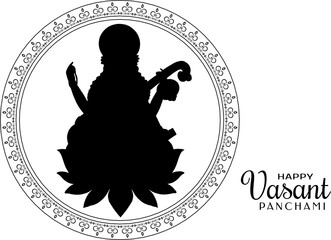 Happy Vasant Panchami religious Indian festival card with goddess Saraswati design