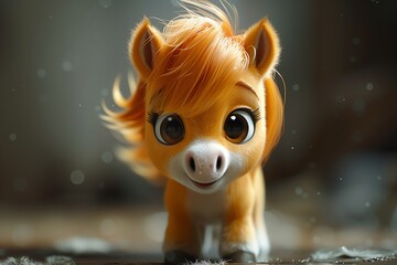 Cute Baby Horse Illustration Cartoon Art Design Generative AI