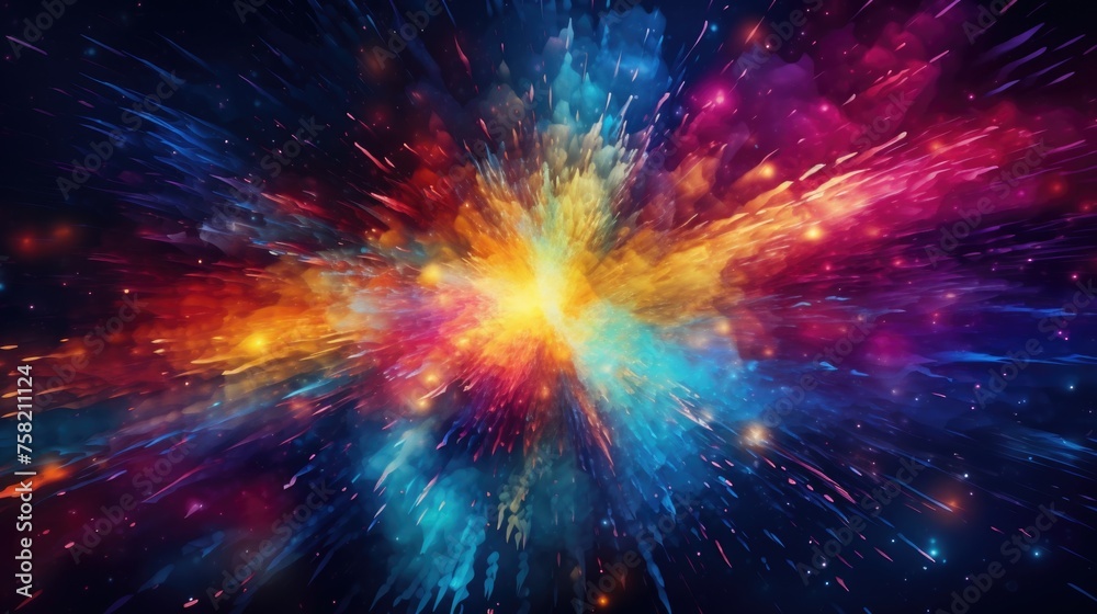 Poster A colorful explosion of light and space. Ideal for graphic design projects