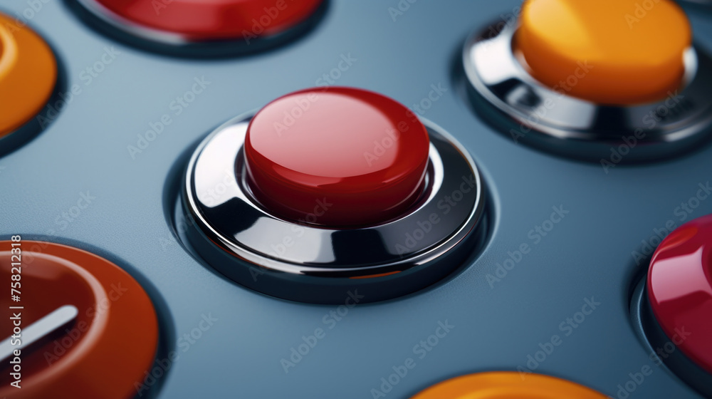 Aufkleber detailed shot of a red and yellow button. suitable for technology or design concepts